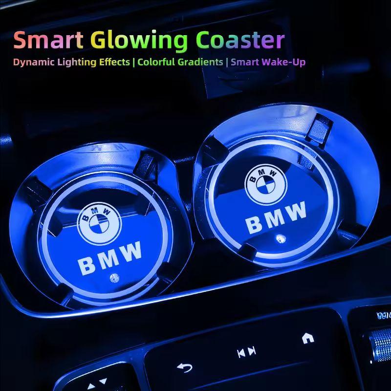 7 Color LED Car Cup Holder Light Luminous Coaster Water Cup Pad Accessories For BMW M X3 F10 E90 F20 E46 E60 E70 E39 GT /Sticker GT9