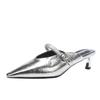 Versatile Temperament Baotou Sandals Women's Outer Wear Pointed Toe Thin Heel Half Slippers Medium Heel Mueller Shoes High Heels