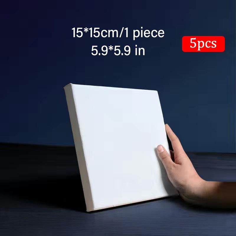 5pcs White Blank Square Artist Canvas Wooden Board Frame Cotton Artist Canvas Boards for Oil Painting Acrylic Watercolor
