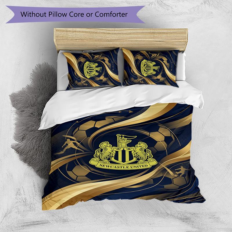 Set Lenzuola Stampato Newcastle United Football 3 Pezzi, Comodo Set Copripiumino per Camera da Letto Amico della Pelle