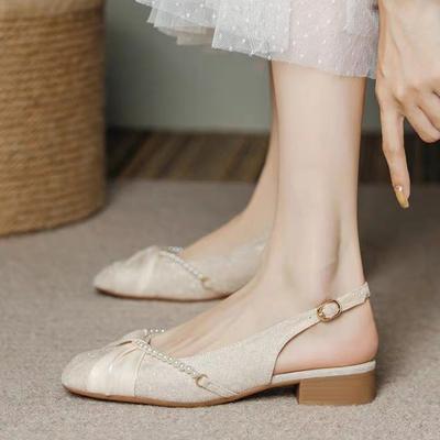 Mode Sandalen mit eckiger Zehenpartie für Damen, mittelhohe Absätze, Mode-Pumps, Sommer-Designer-Freizeit-Damen-Slipper 2025 Markentrend Kleid Zapatos De Mujer