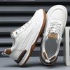 Pánské boty z pravé kůže Podzimní všestranné bílé boty Silná podrážka Prodyšné kožené boty Pánské ležérní tenisky