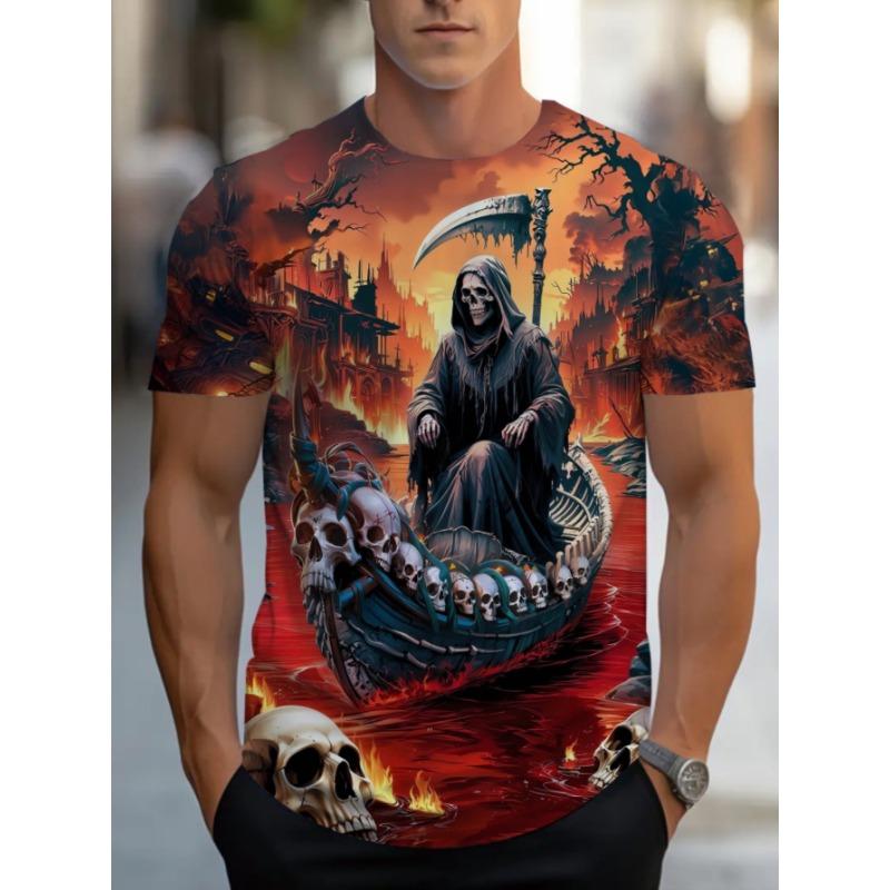 Men's Vibrant 3D Abstract Swirl T-Shirt - Colorful Artistic Pattern, Casual Polyester Knit