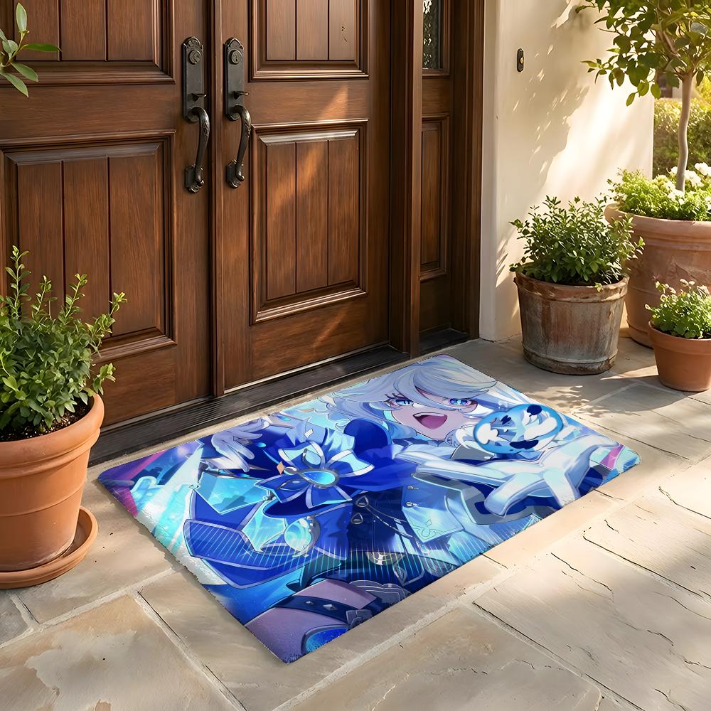 Floor Mat Soft Flannel Rug Non-Slip Absorbent Mat for Bathroom Bedroom Home Decor Genshin Impact Furina