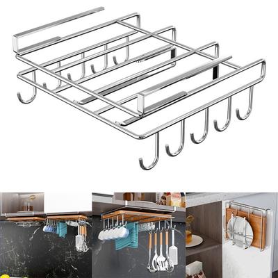 Under Cupboard Cutting Board Holder Hanging Rack Pot Lid Storage Rack Kitchen
