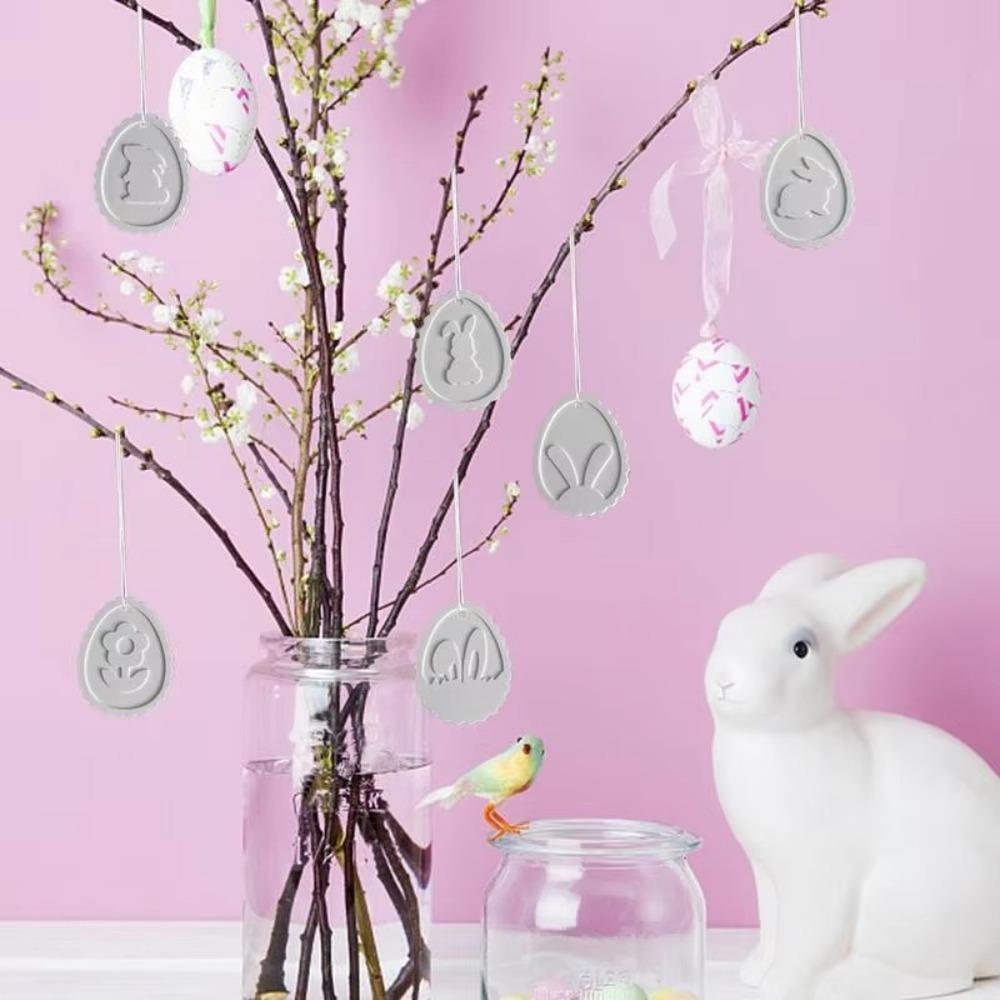 Cartoon Easter Bunny Pendant Mold Cute Drop Glue Plaster Mold  Happy Easter Decor