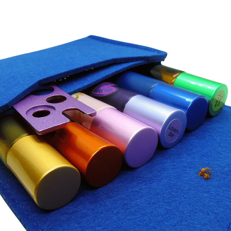Filcowe etui na olejki eteryczne 6 przegródek 10 ml Torba do przechowywania Uchwyt na butelki Torba do przechowywania olejków eterycznych do aromaterapii Organizer podróżny