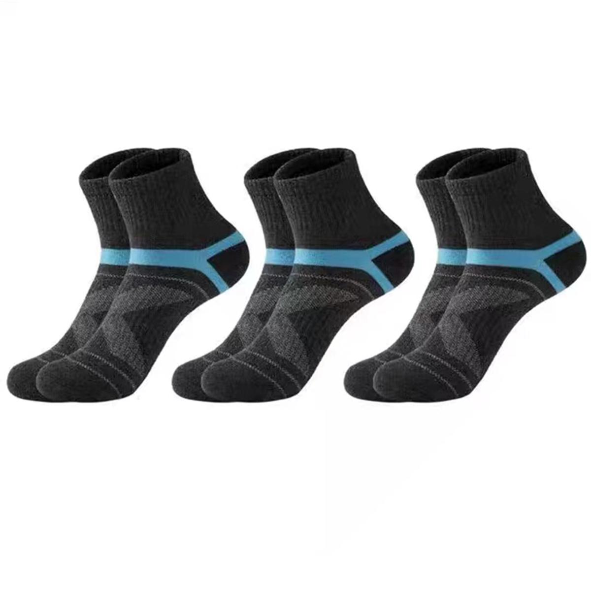 

3 pairs men s sports socks black men s outdoor running fitness Breathable man Middle barrel socks Sokken for four seasons 39-44 One Size