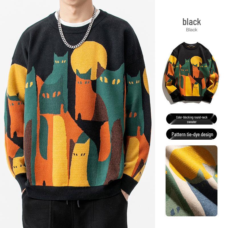 2025 Trendy Men's Jacquard Knit Sweater - Autumn/Winter Round Neck, Casual & Versatile for Couples.