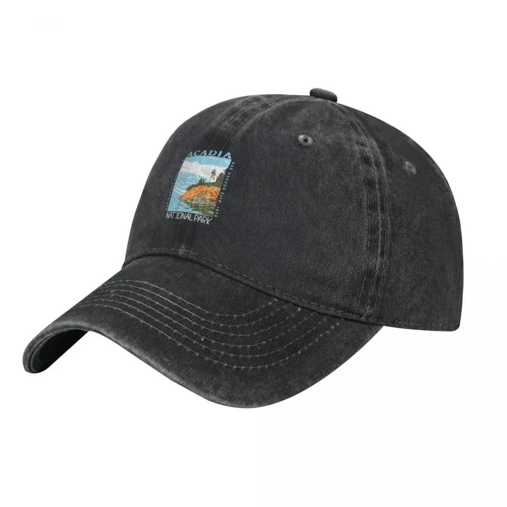 Acadia National Park Bar Harbor Lighthouse Maine Distressed Baseball Cap Ball Cap sailor cap for Unisex Unisexs Tennis Womens