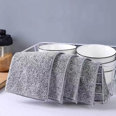 Wiping Rags Cleaning Towels Scouring Pad Bamboo Charcoal Fiber Cloth Kitchen Rags House Kitchen