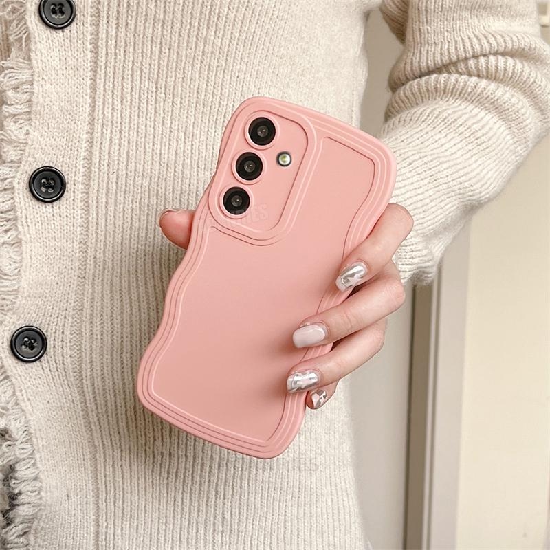 

A 15 25 35 55 Curly Wavy Liquid Silicone Case For Samsung Galaxy A15 A25 A35 A55 5g A14 A24 A34 A54 A05s A05 Protect Soft Cover A54 5G