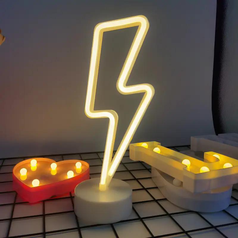 Lightning Bolt LED Neon Sign - USB/Battery Dual Power Neon Light with Switch Control - Decorative Tabletop Lamp for Bedroom