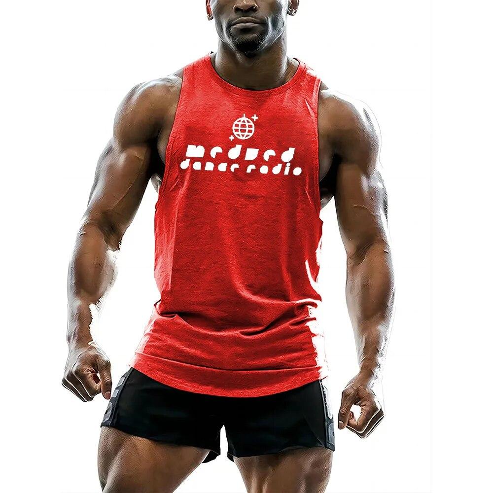 Summer Crew-neck Adult Men's Sports Style Fashion 2D Printed Sleeveless Sports Quick-drying Vest Fitness Sports Sleeveless Vest
