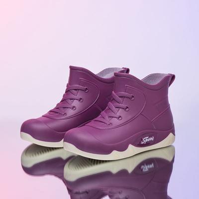 2025 New Women Waterproof Rain Boots for Women Fake Lace Up Ankle Rubber Rain Shoes Non-slip Four Seasons Woman Water Boots