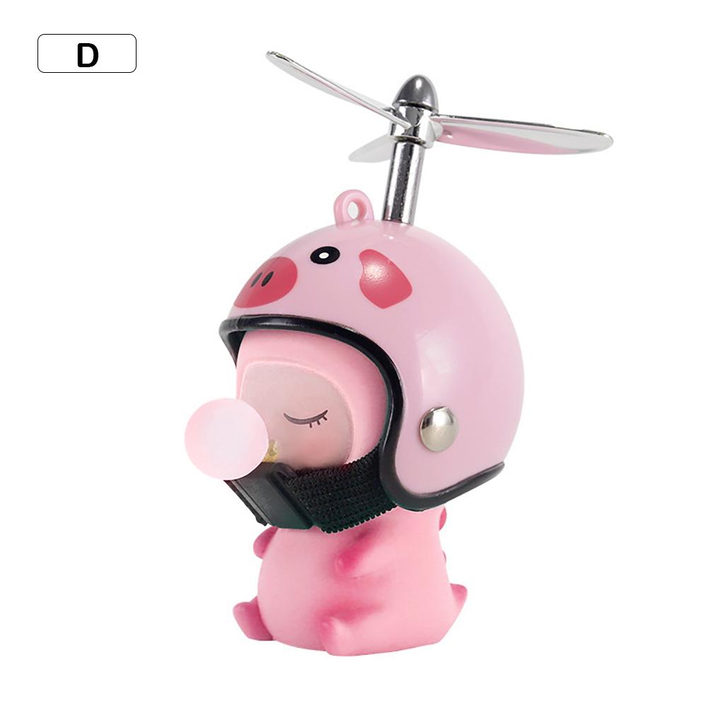 Cute Blow Bubbles Dinosaur with Helmet Blue Pink Motorcycle Bicycle Ornament Cycling Decoration Anime Car Accessories Interior