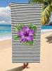 Striped Heart Beach Towel, Microfiber Large Sand Free Quick Dry, Pink Love Minimalist Design, Soft Absorbent Beach Towel Bt21