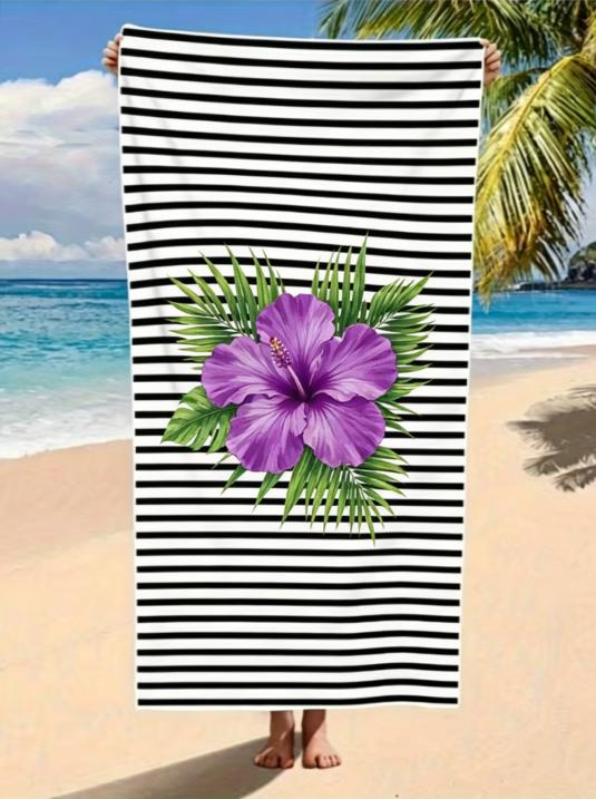 Striped Heart Beach Towel, Microfiber Large Sand Free Quick Dry, Pink Love Minimalist Design, Soft Absorbent Beach Towel Bt21