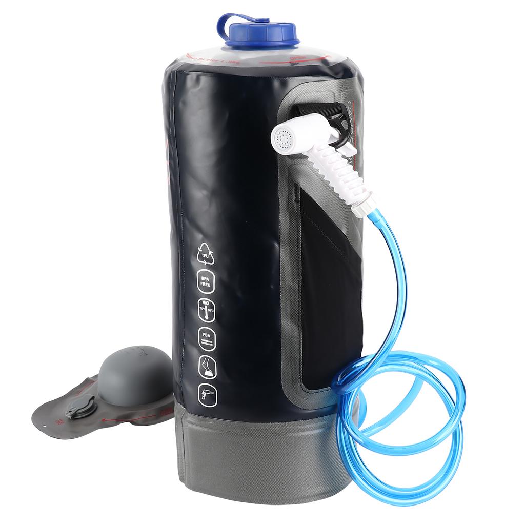 Outdoors Hiking Camping 12L Shower Bag with Pressure Foot Pump and Shower Nozzle