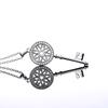 Hollow Floral Circle Key Pendant Cubic Zirconia Long Necklace
