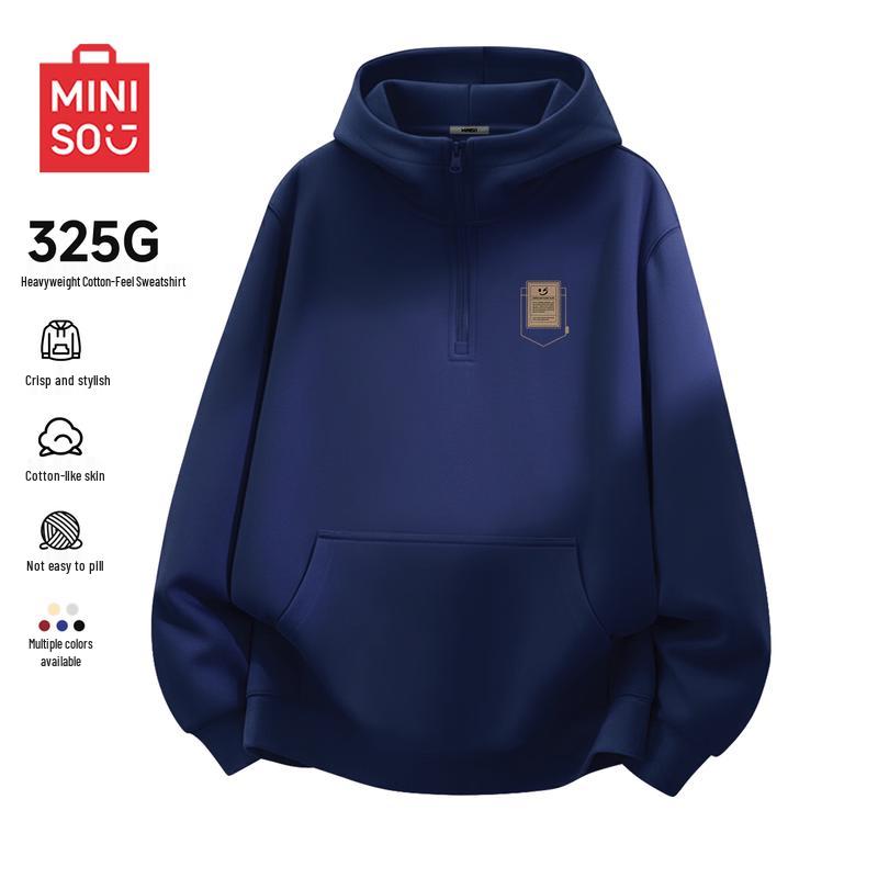 MINISO Men s American Retro Half-Zip Hooded Sweatshirt XL
