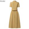 ZANZEA Women Short Sleeve Blouse and Long Skirts Summer Two Piece Suit Sets
