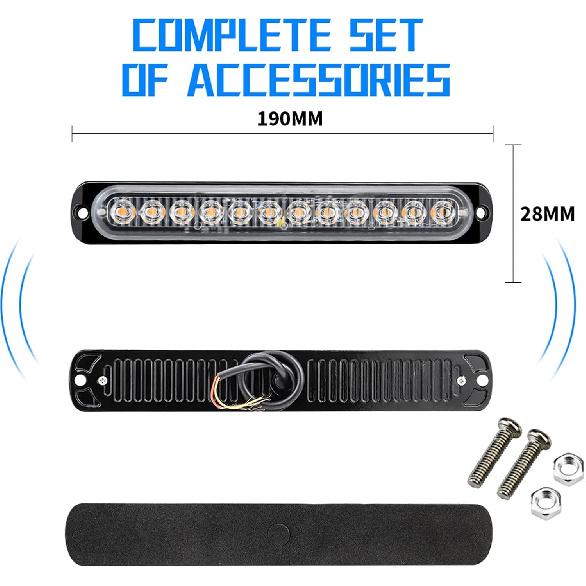 Anki HappiGo ANKIA 2PCS LED Side Marker Strobe Warning Lights Grille Lamp Flashing Beacon Blinker Emergency Hazard for Tow Car Truck Trailer Pickup