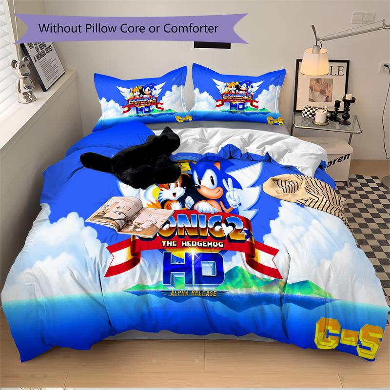 Sonic Adventure Hd Print 3Pcs Bedding Setduvet Cover With 2 Bedropillowcase Home Birthday Gift