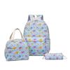 Three-Piece Backpack Set Butterfly Printed Student Schoolbag Large Capacity Backpack Thermal Insulation Lunch Bag Pencil Bag