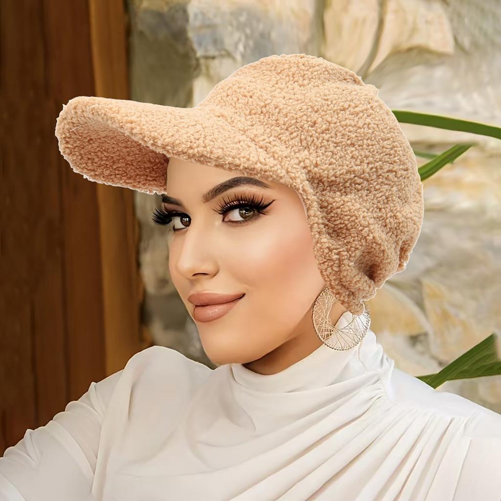 Warm Plush Duckbill Cap Lion Fleece Baseball Cap Fashion Versatile Windproof Ear Protection Hat