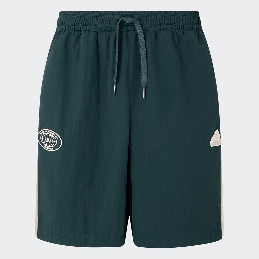 Adidas Colorblock Design Sports Drawstring Mid-Waist Woven Shorts Men Bottoms Midnight-Green JN4511