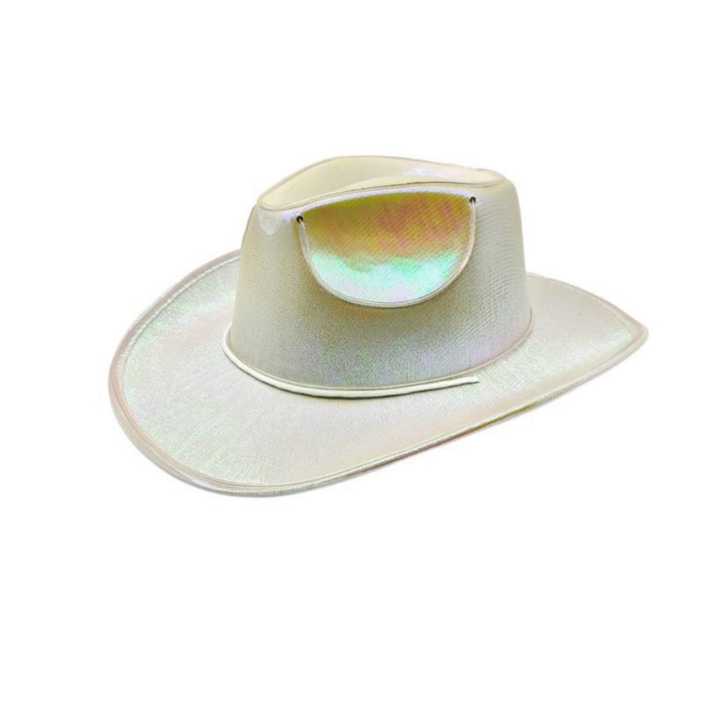 Glowing Decor Supplies Luminous Cowboy Hat LED Pearlescent Cowboy Cap Fashion Neon Light Hat For Party