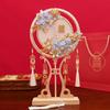 Joyful Bride's Handmade Xiuhe Wedding Fan with Veil - Double-Sided Round Fan Gift