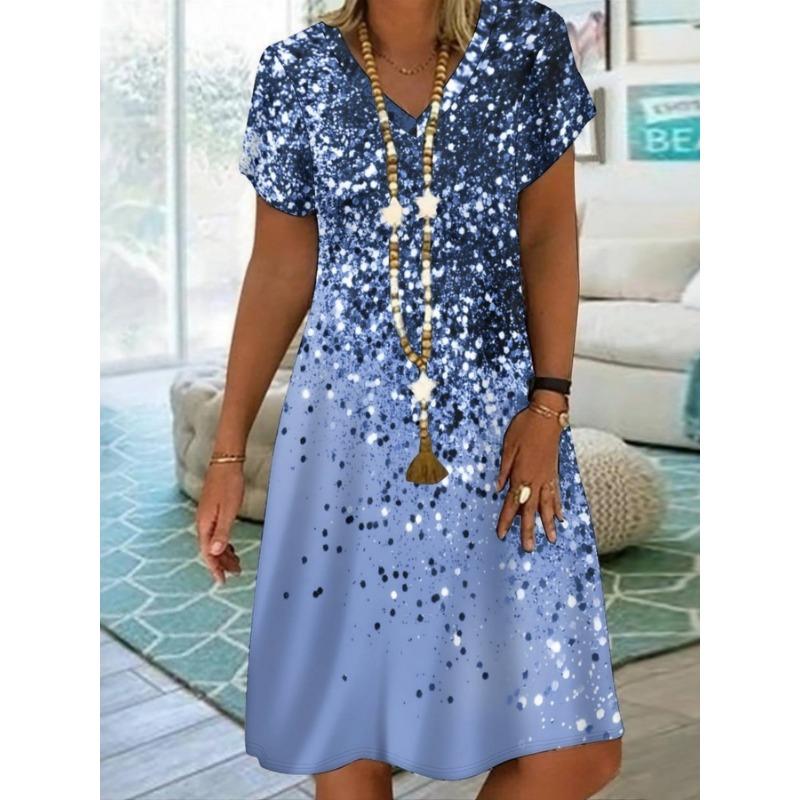 Модное женское платье с коротким рукавом для весны и лета S