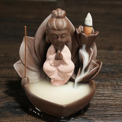 1pc, Home Ornament Lotus Base Guanyin Backfolw Incense Burner Tathagata Censer Stick Incense Holder