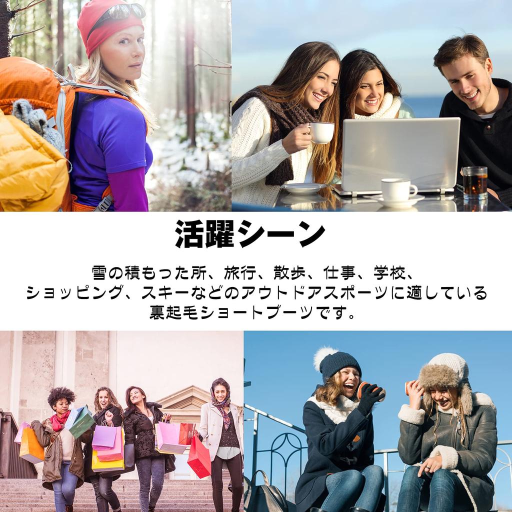 JSWEI Waterproof Snow Boots with Winter Faux Thick Size Cm Women's Non-Slip Boots, Fur, Abrasion-Resistant, Ultra-Lightweight, Sole, Lace-Up, Casual,