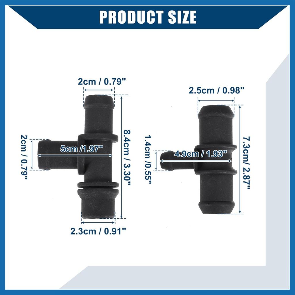 HVAC Heater Hose Tee Connector for Ford Transit Connect 2010-2013 / Heater Pipe Connector/Durable / 1 Set Black Item Replacement