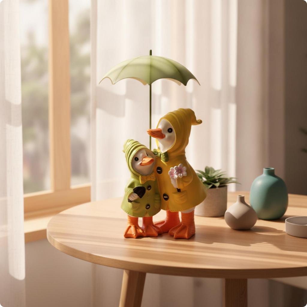 resin Duck Statue Freestanding sculpture Carved for Courtyard, Balcony, Flower Beds