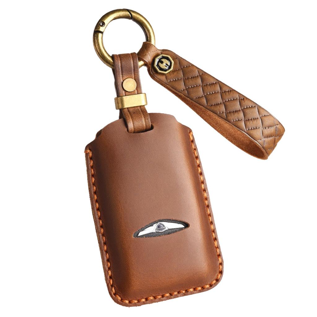 Vintage Leather Genesis Key Cover: Handmade, Genuine Leather Bag Buckle Case for Classic Genesis Models