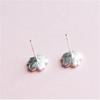 925 Sterling Silver Japanese Fashion Simple Peach Blossom Two-Color Cherry Blossom Earrings Girls Day Party Jewelry Accessories