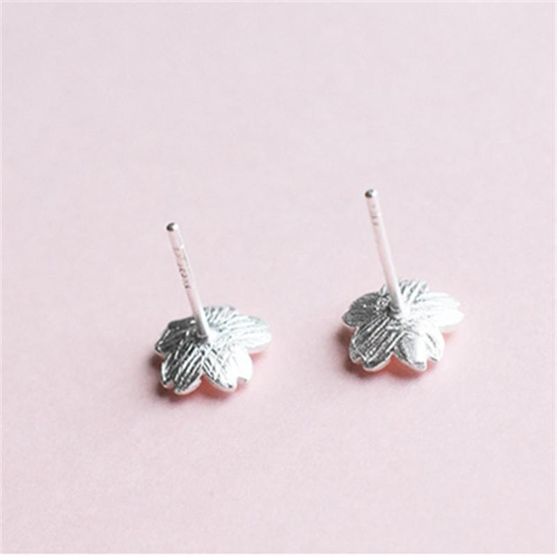 925 Sterling Silver Japanese Fashion Simple Peach Blossom Two-Color Cherry Blossom Earrings Girls Day Party Jewelry Accessories