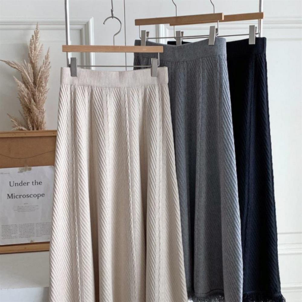 New ArrivalS Open Run Women S viScoSe Double Pattern Fringed Knit Flared Long Sk