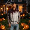 Men's Long Sleeve Halloween Printed Button Down Shirt