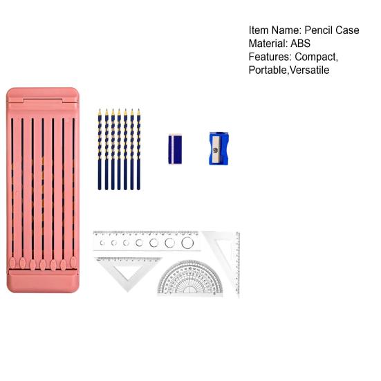 Portable Pencil Case with Magnetic Lock 7 Compartments Multifunctional Waterproof Pen Box for Students Kids School Supplies with Pencils Eraser Rulers