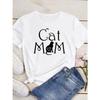 Cute Cat Print Women's T-shirt Casual Short-sleeved Blouse Summer Women's Cartoon Street Wear Y2k Clothing