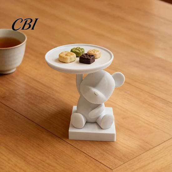 Creative Soft Decoration 3D Printed Polar Bear Storage Tray, Cute Animal Ring Holder & Jewelry Dish, Minimalist Desk Organizer for Keys Coins