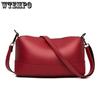 Echtes Leder, leuchtend rot, schicke Umhängetasche für Damen – modische Volltonfarbe mit Reißverschluss, Polyesterfutter