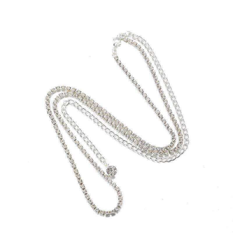 

New Rhinestone Waist Chain for Women - Hip Hop Street Style, Versatile & Shiny серебро белый