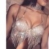 Sexy Beach Jewelry, Rhinestone Fringed Body Chain, Bikini Breast Chain, Rhinestone Underwear Bra.