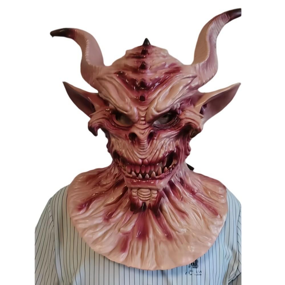 Satanic Latex Mask For Halloween Cosplay With Horns For Costume Parties